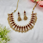 Ruby Kundan Choker Necklace with Pearls – Ethnic Wedding Jewellery Set