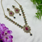 Victorian Multi-Stone Necklace Set with Ruby, Emerald & Sapphire Accents – Antique Bridal Jewellery