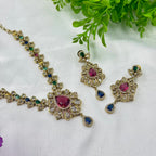 Victorian Multi-Stone Necklace Set with Ruby, Emerald & Sapphire Accents – Antique Bridal Jewellery