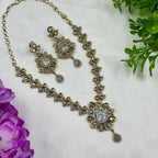 Victorian White Polki Necklace Set with Pear-Shaped Stones – Elegant Bridal Jewellery
