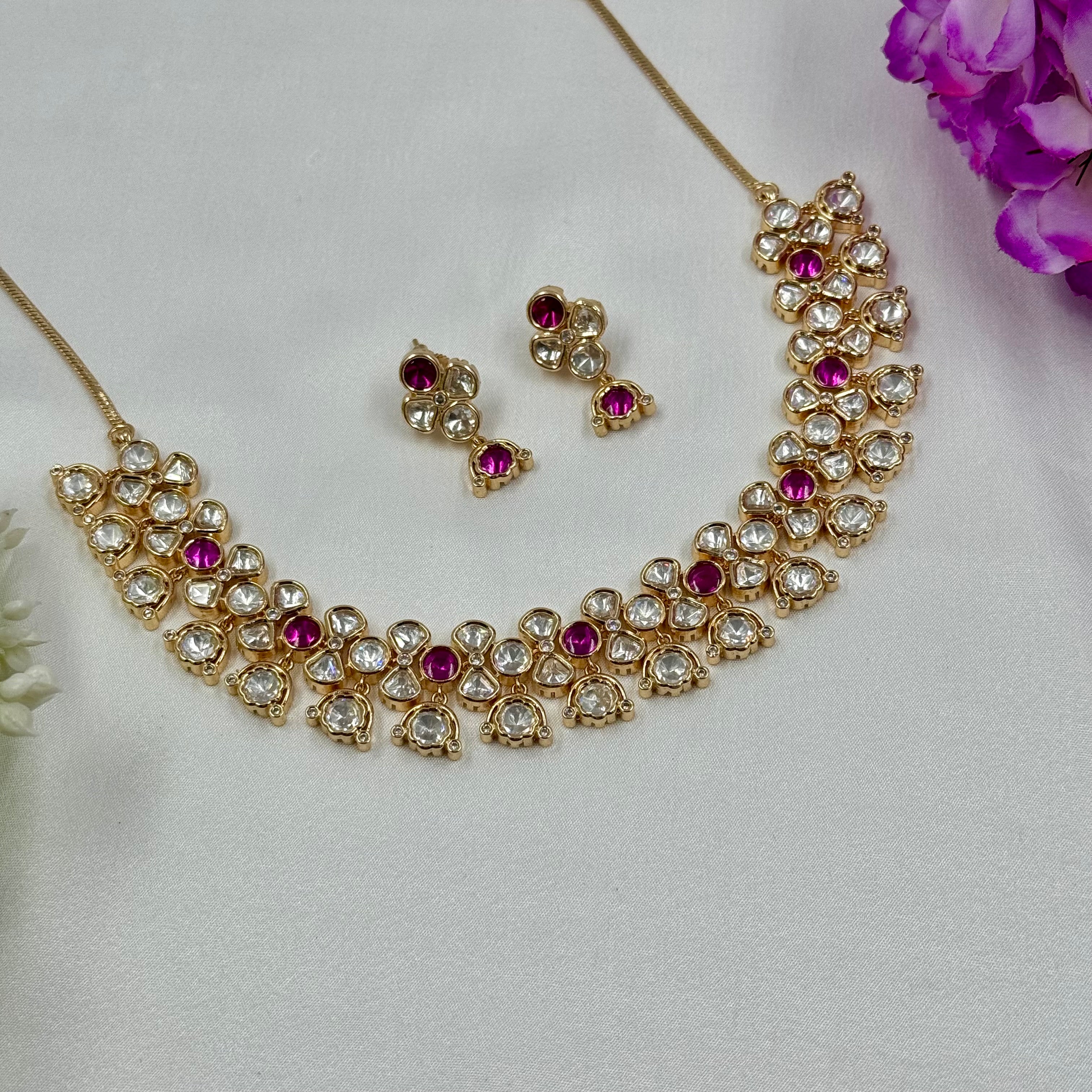 Ruby Red Kundan Choker Necklace Set Traditional Wedding Jewellery