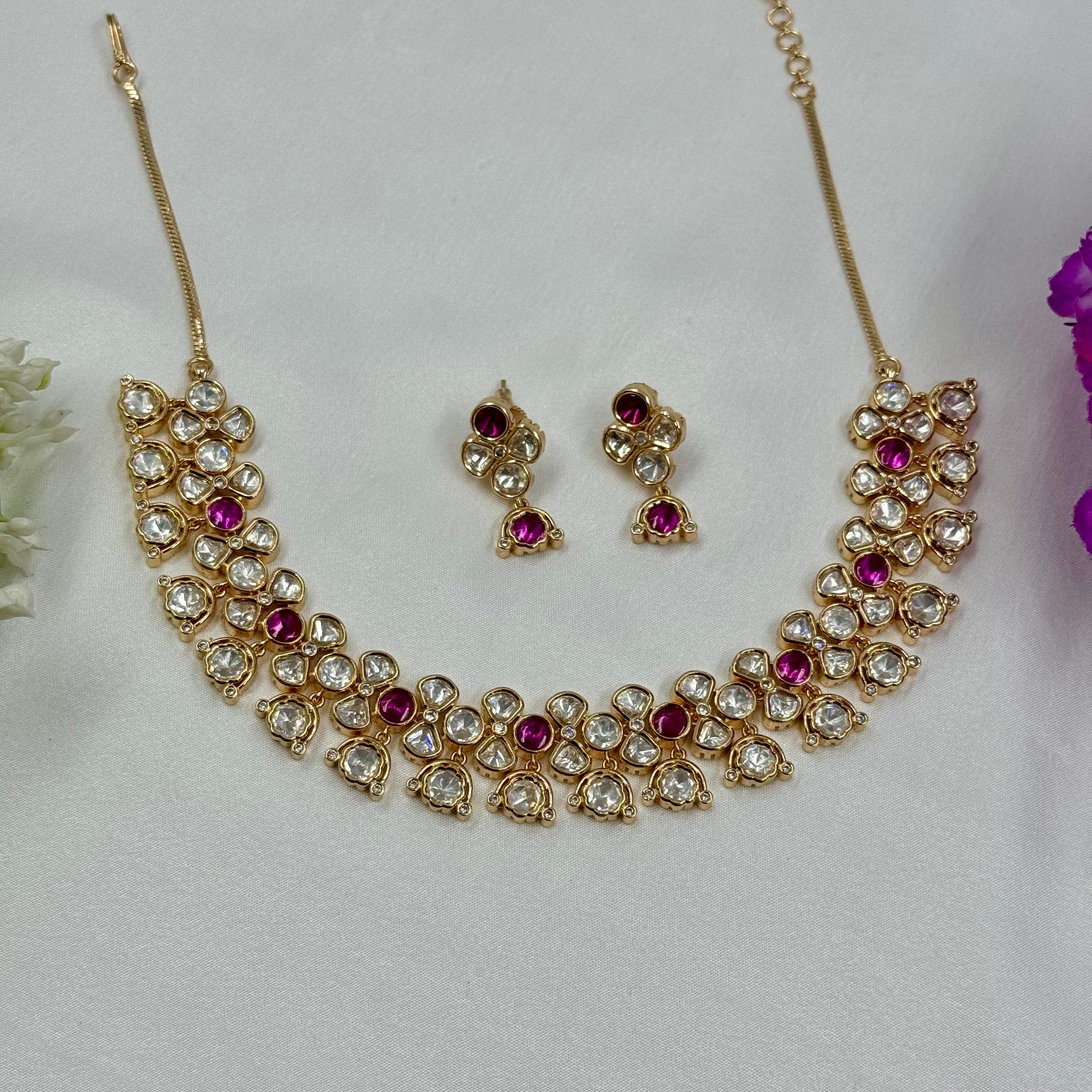 Ruby Red Kundan Choker Necklace Set Traditional Wedding Jewellery
