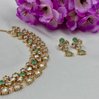 Mint Green Stone Kundan Choker Necklace Set Trendy Ethnic Bridal Jewellery