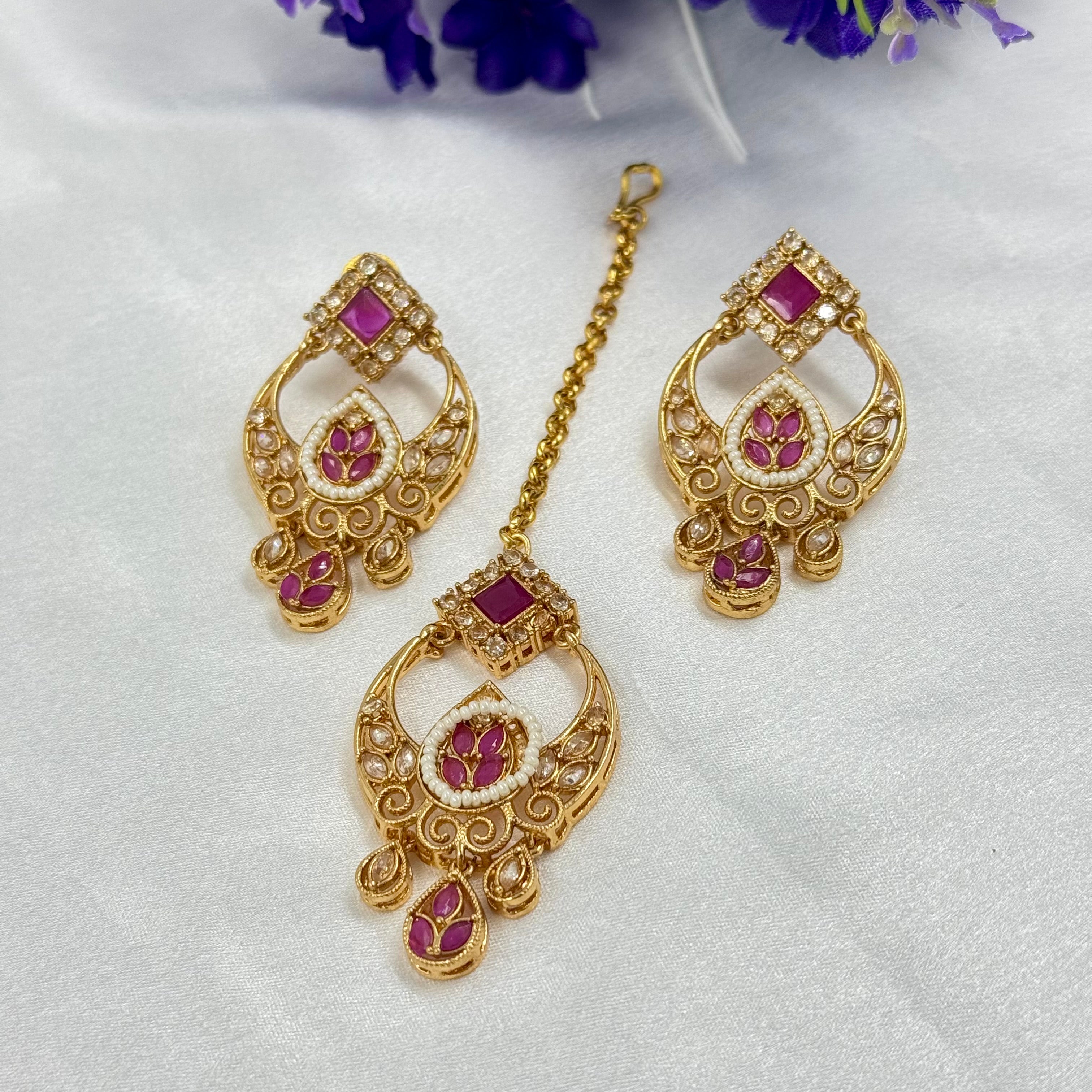 Ruby Bridal Choker Necklace with Pearl Drops – Ethnic Wedding Jewellery