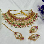 Ruby & Emerald Bridal Choker Necklace with Pearls – Royal Wedding Jewellery