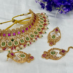 Ruby & Emerald Bridal Choker Necklace with Pearls – Royal Wedding Jewellery