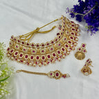 Antique Ruby Bridal Choker Necklace with Jhumka Earrings – Heritage Jewellery