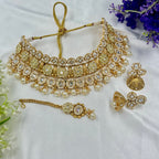 Polki Bridal Choker Necklace with Pearls – Traditional Wedding Jewellery