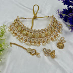 Polki Bridal Choker Necklace with Pearls – Traditional Wedding Jewellery