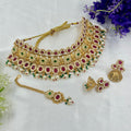 Ruby Green Polki Bridal Choker Necklace with Pearls – Heritage Wedding Jewellery