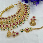 Ruby Green Polki Bridal Choker Necklace with Pearls – Heritage Wedding Jewellery