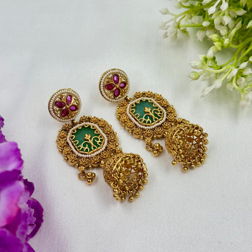 Avni Gold Chandbali Earrings for Bridal Wear