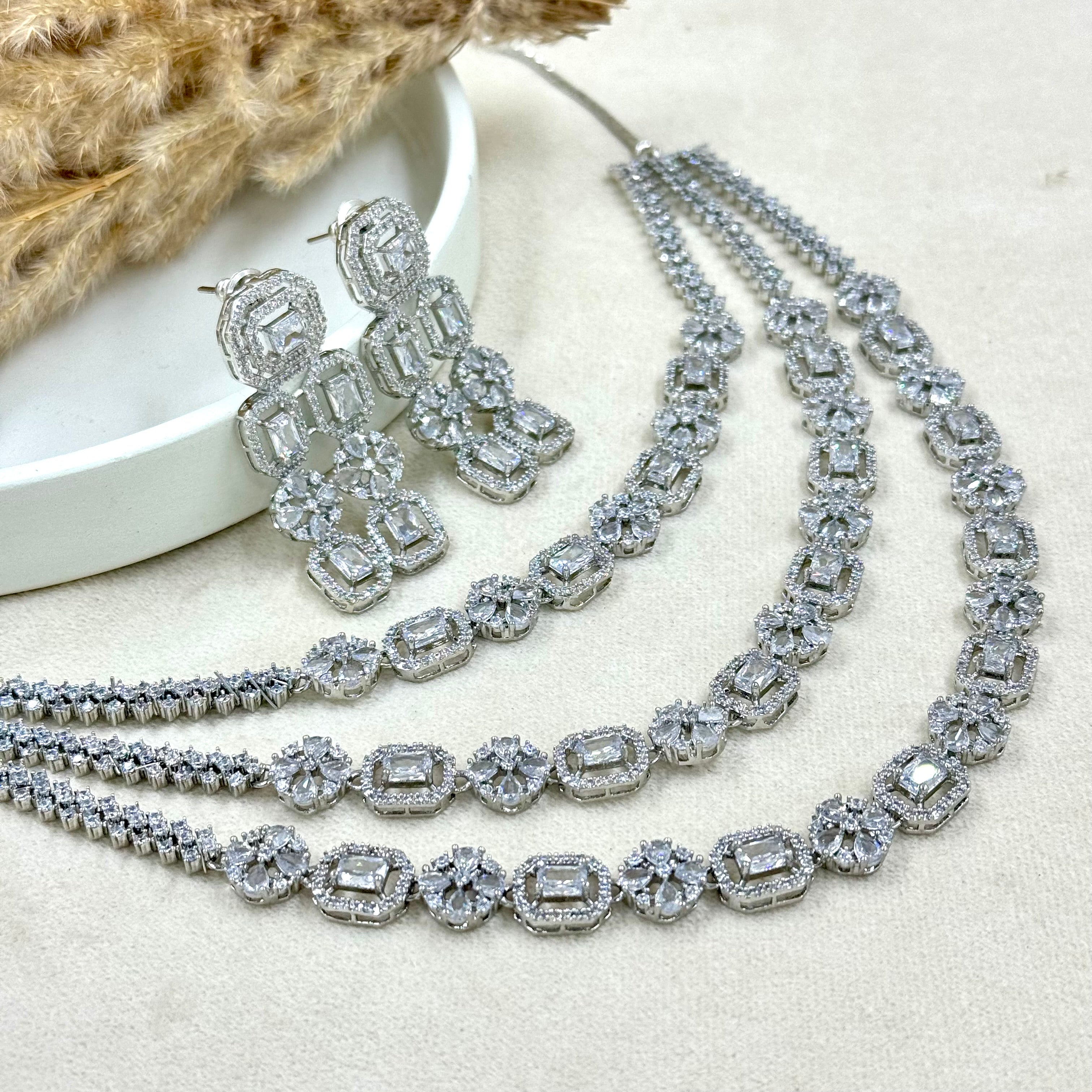Rajni Noor American Diamond Layer Necklace Set