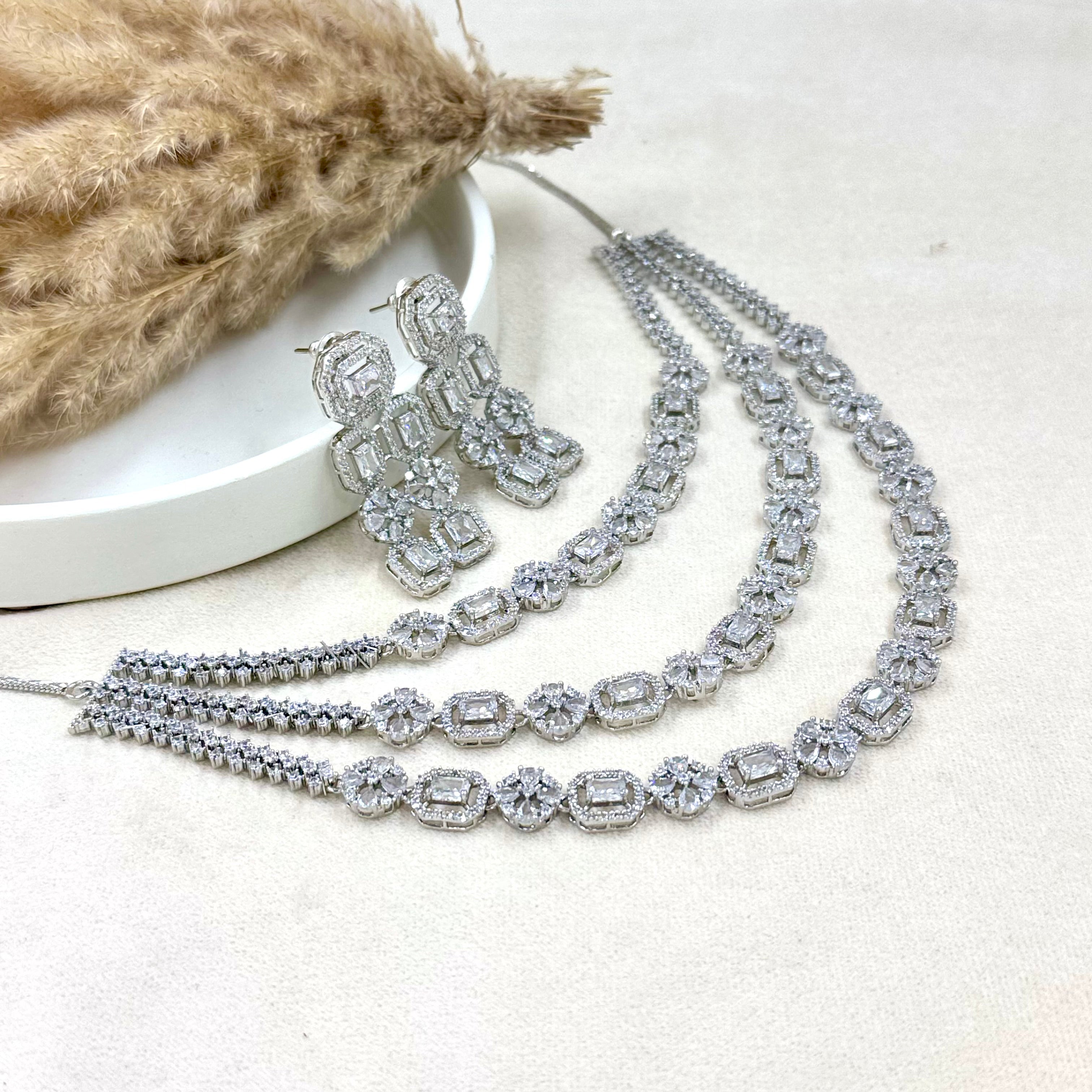 Rajni Noor American Diamond Layer Necklace Set