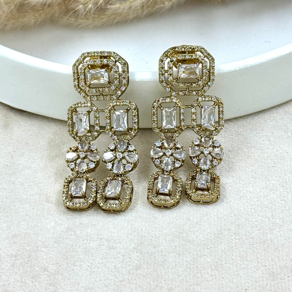 Maharani Shreya American Diamond 3 Layer Necklace Set