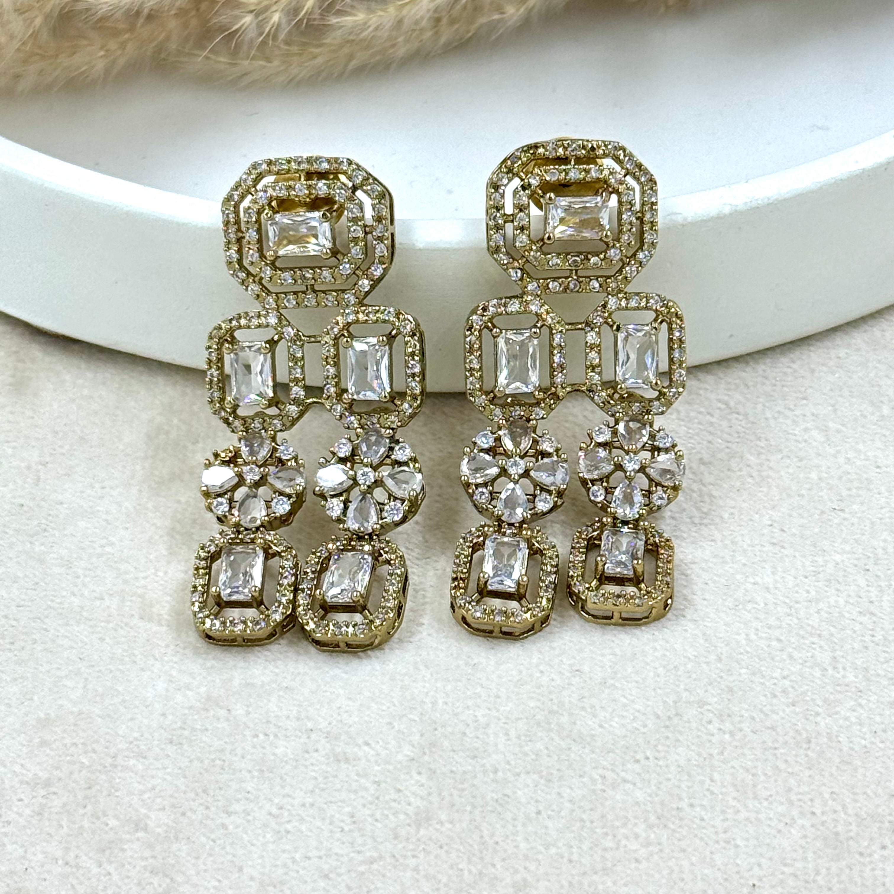 Maharani Shreya American Diamond 3 Layer Necklace Set