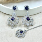 Vanshika Purple American Diamond Necklace Set