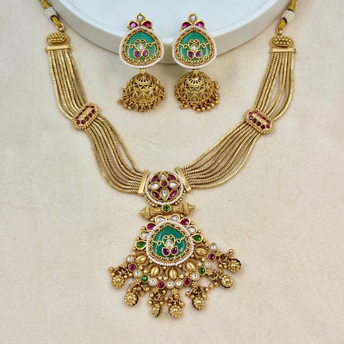 Meherbaan Mint Rajwadi Kundan Necklace