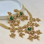 Rajratna Green Rajwadi Kundan Necklace Set