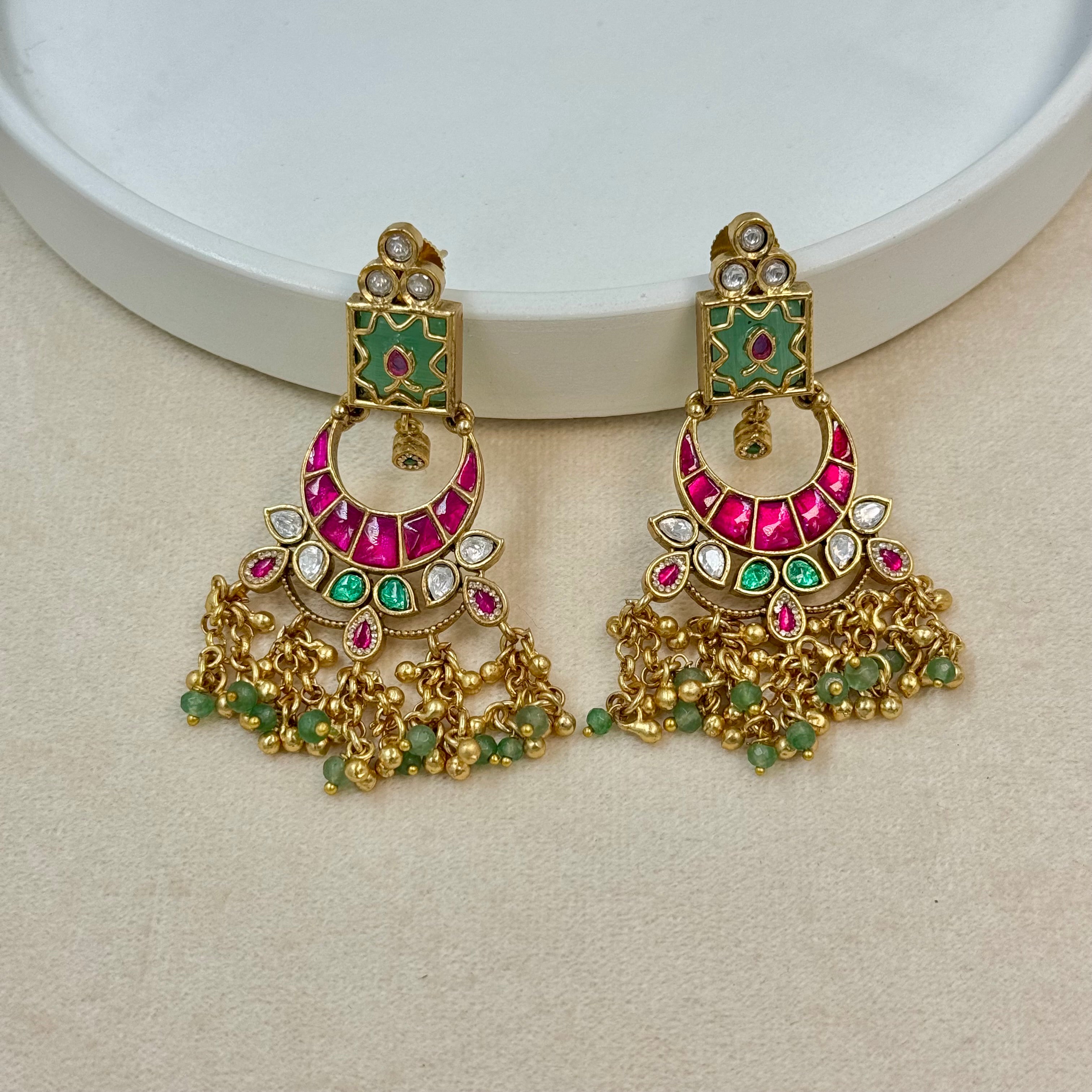 Rajrani Meher Green Ruby Rajwadi Kundan Long Haar