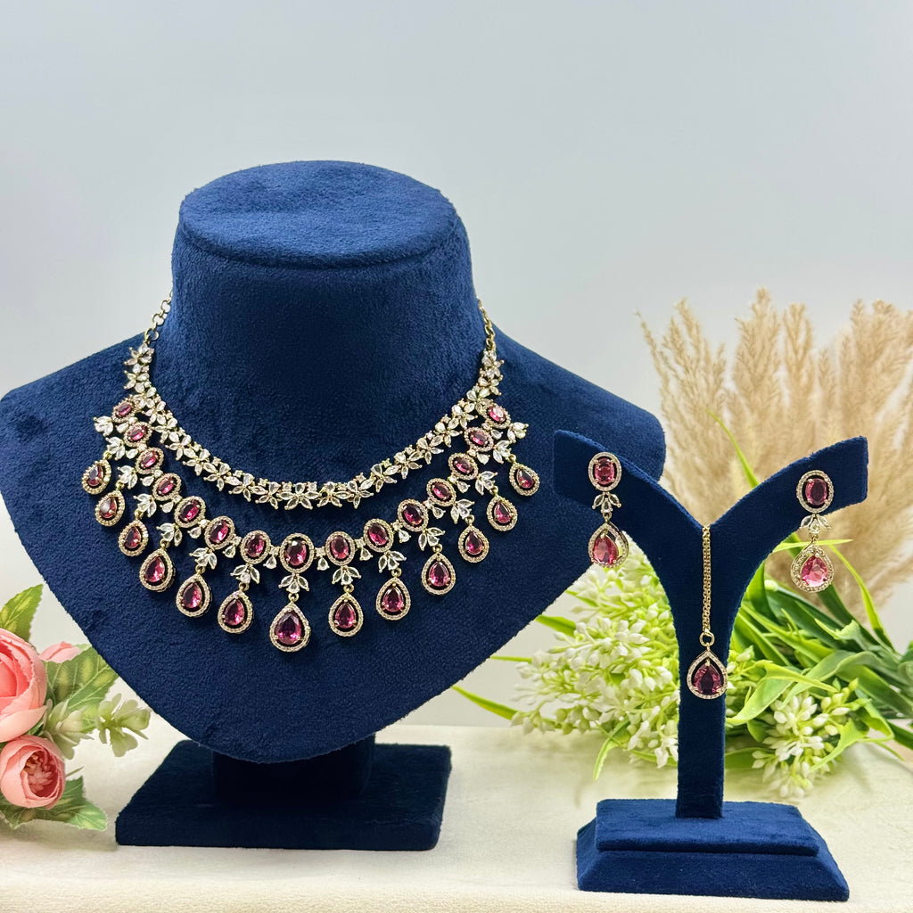 Padmavati Ruby American Diamond Necklace Set