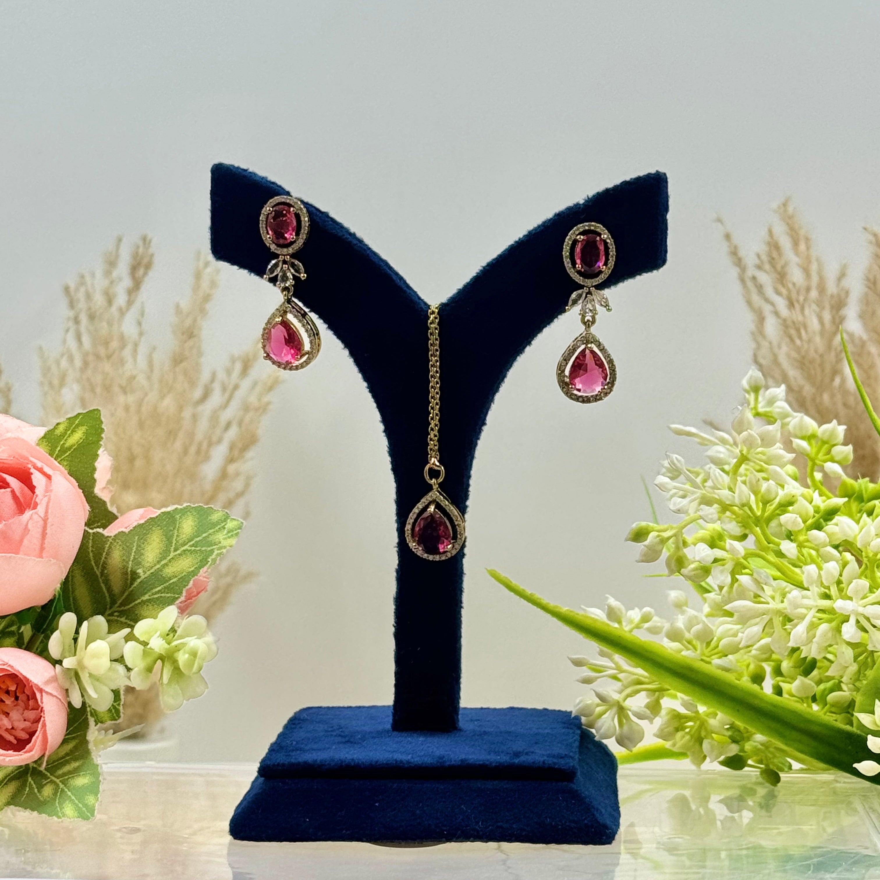 Padmavati Ruby American Diamond Necklace Set