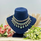 Vaidehi Mint American Diamond Necklace Set