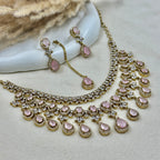 Charulata Pink American Diamond Necklace Set