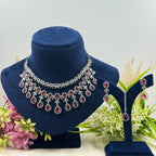 Sharika Ruby American Diamond Necklace Set