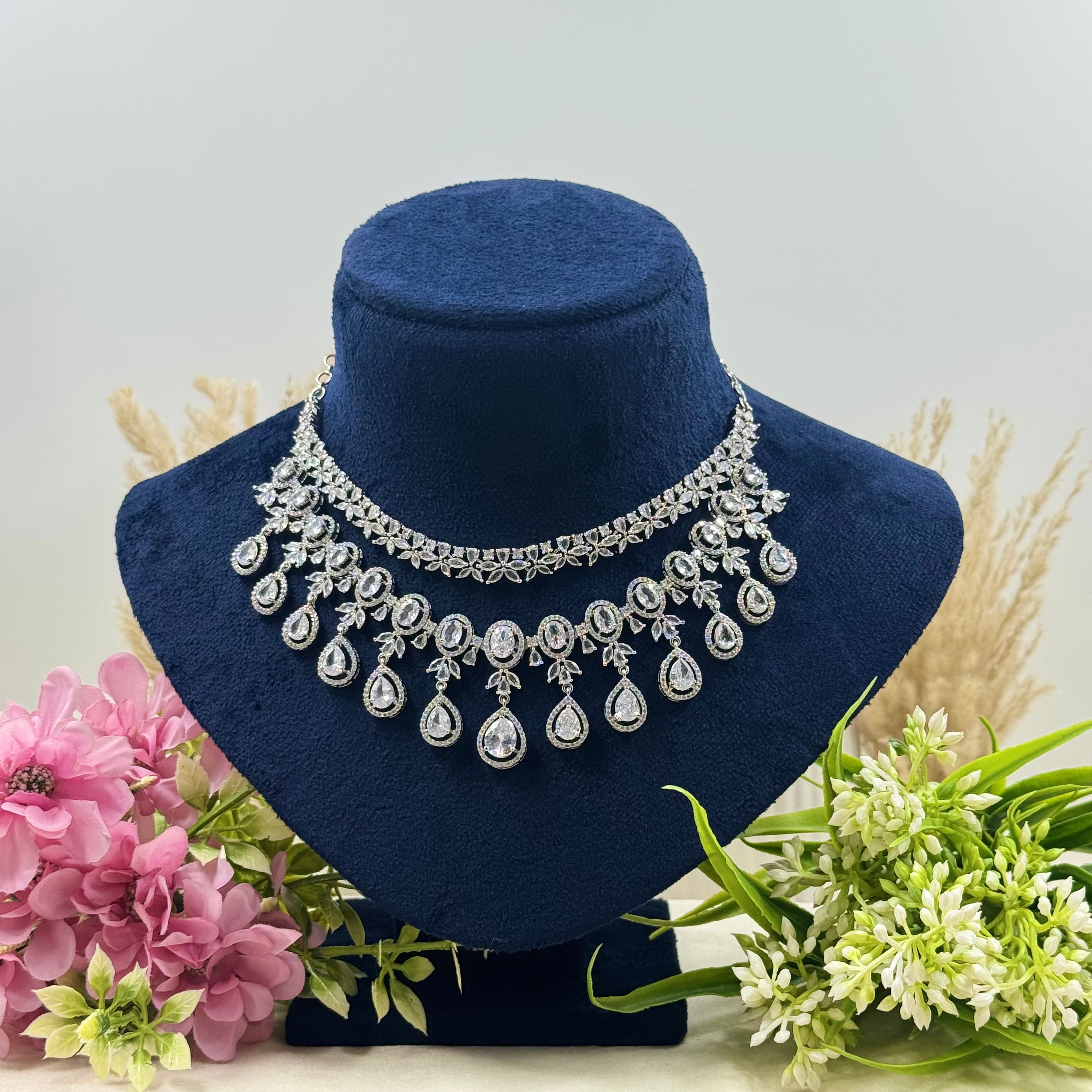 Ira White American Diamond Necklace Set