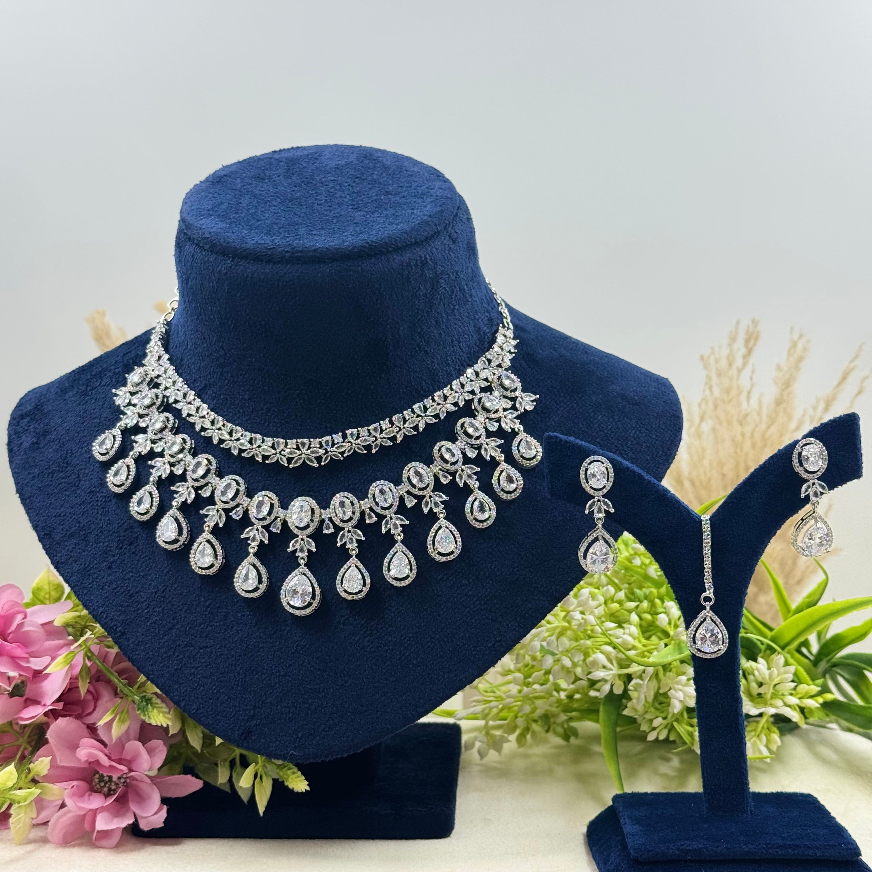 Ira White American Diamond Necklace Set