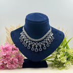 Triveni Purple American Diamond Necklace Set