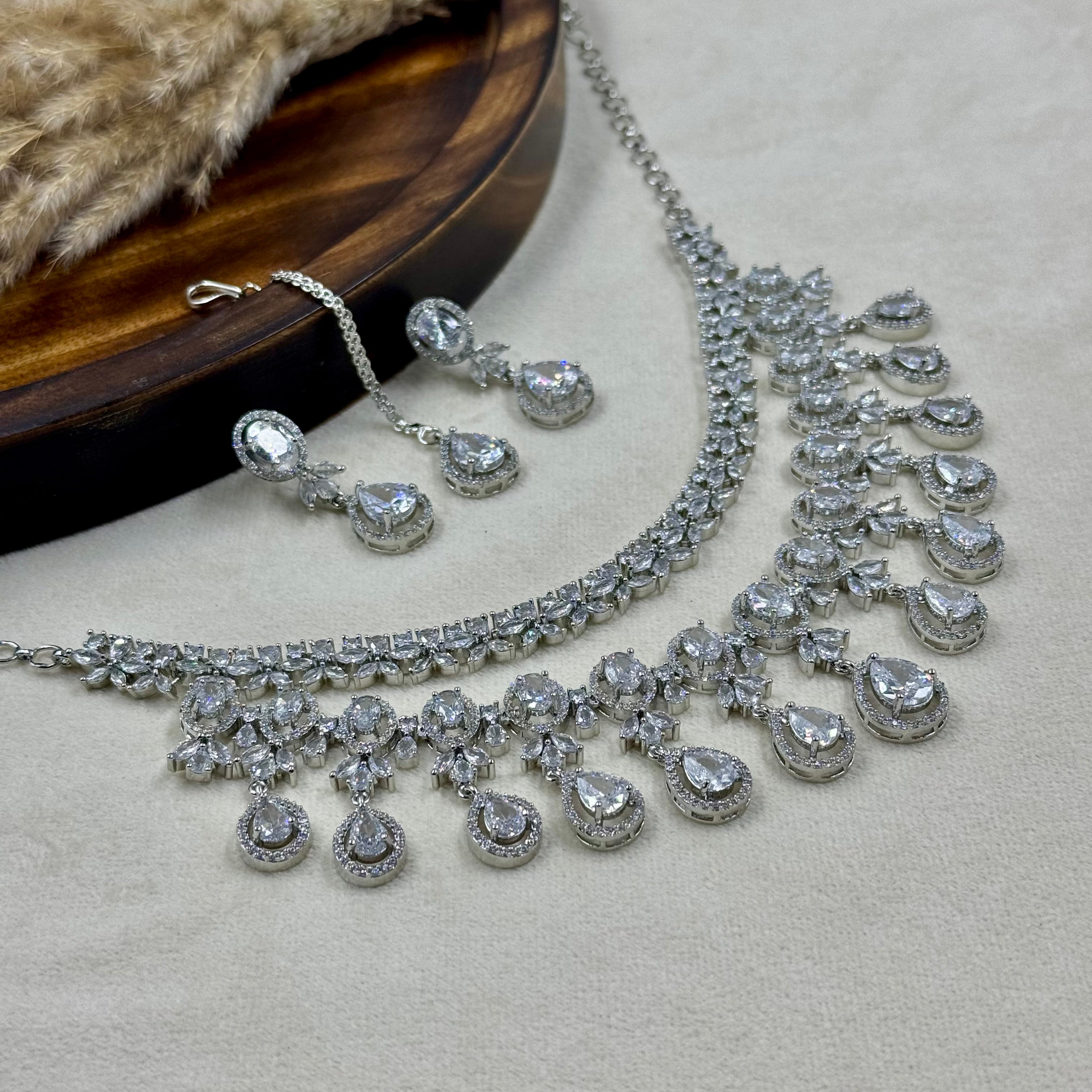 Ira White American Diamond Necklace Set