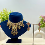 Meera Rajwadi Mint Stone Kundan Necklace Set