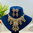 Meera Rajwadi Mint Stone Kundan Necklace Set