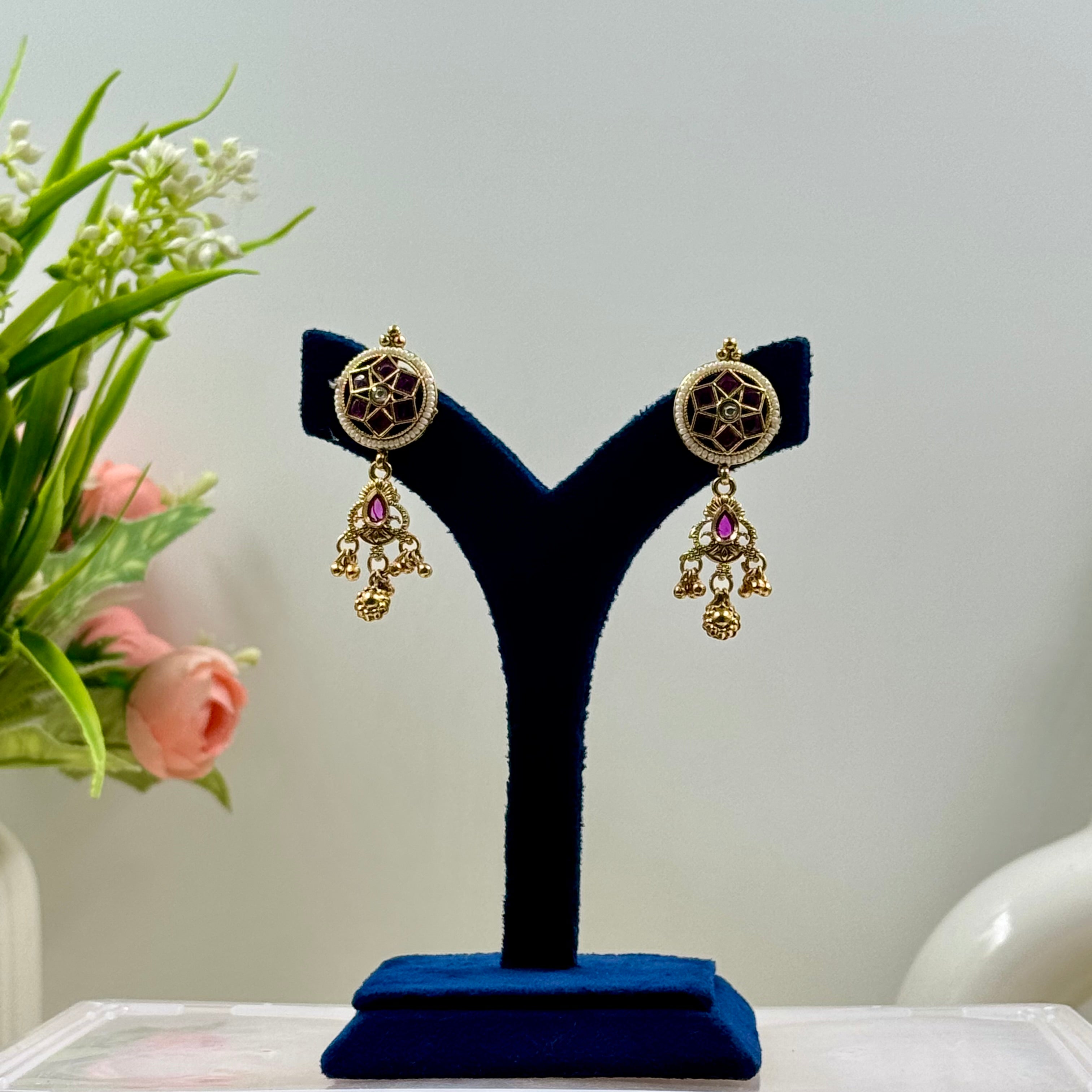 Vrinda Rajwadi Green Kundan Polki Necklace Set