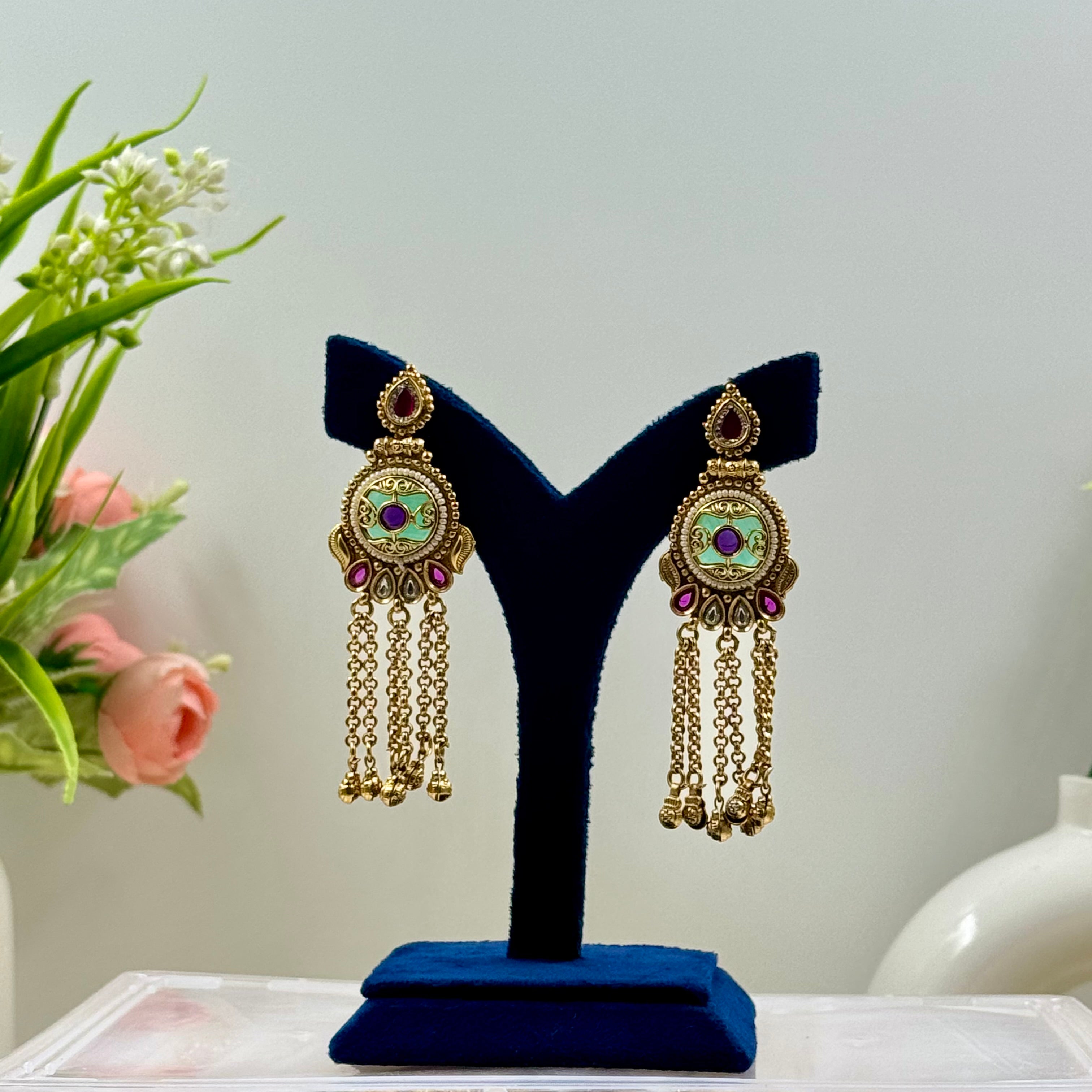 Anika Rajwadi Mint Green Kundan Necklace Set