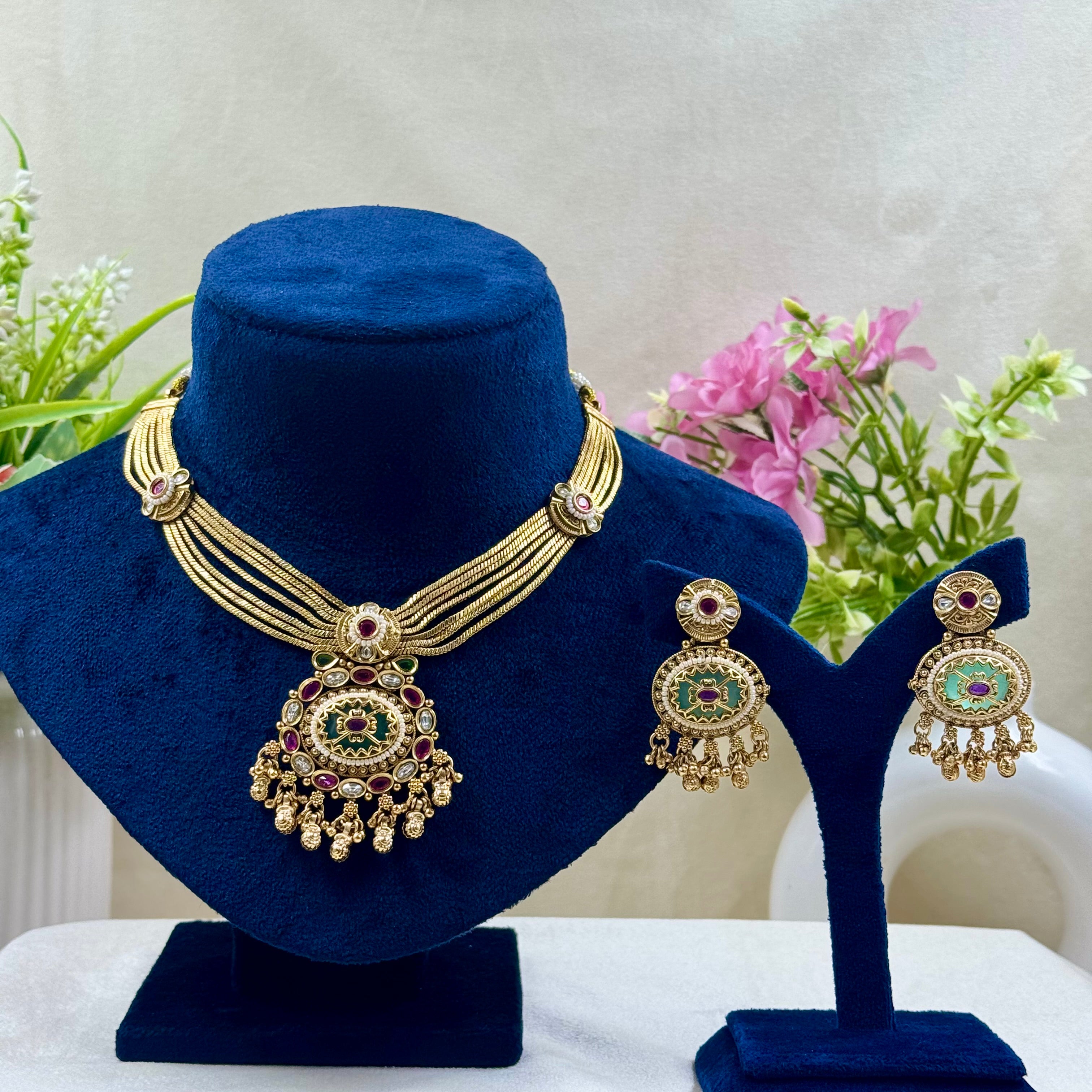 Anika Heritage Mint Bridal Necklace Set