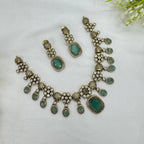 Victorian Mint Kundan Necklace Earrings Set