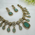 Victorian Mint Kundan Necklace Earrings Set