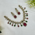 Victorian Multi Color Kundan Necklace Earrings Set