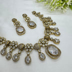 Victorian White Kundan Necklace Earrings Set