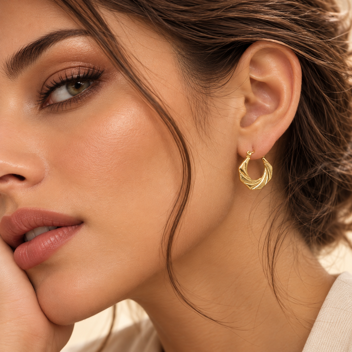 Hexa Twist Hoop Earrings – 18K Gold Plated