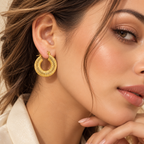 Fluted Hoop Earrings – 18K Gold Plated