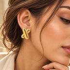 Cross Stud Earrings – 18K Gold Plated