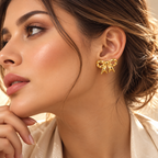 Ribbon Bow Stud Earrings – 18K Gold Plated