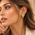 Sculpted Heart Stud Earrings – 18K Gold Plated