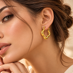 Petal Wave Hoop Earrings – 18K Gold Plated