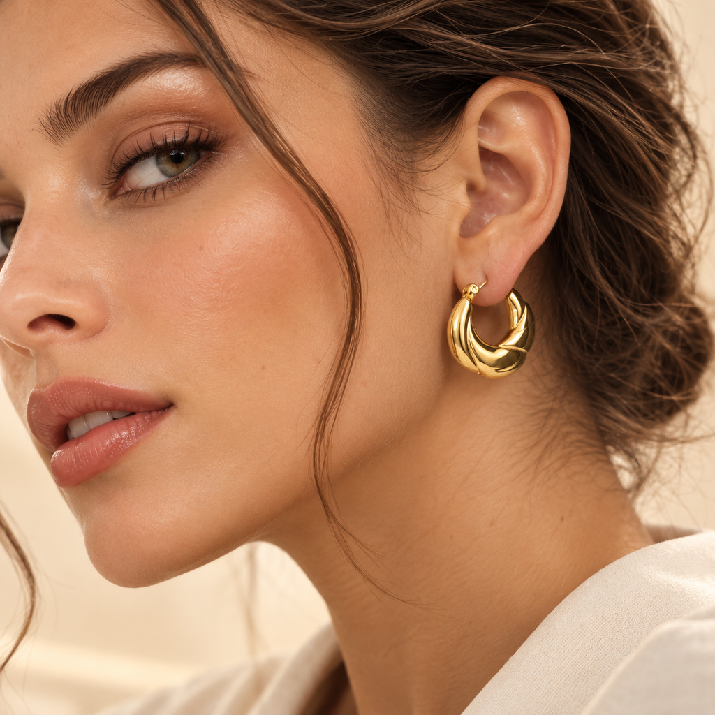 Swirl Hoop Earrings – 18K Gold Plated