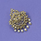 Anandi Gold Peacock Saree Brooch, styling detail